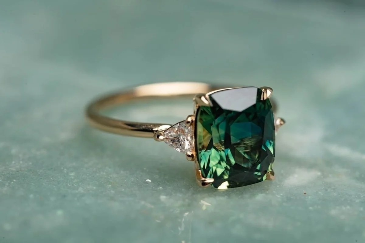 Elegant Square Ring for Women Fashion Gold Color Inlaid Green Zircon Wedding Rings Bridal Engagement Jewelry