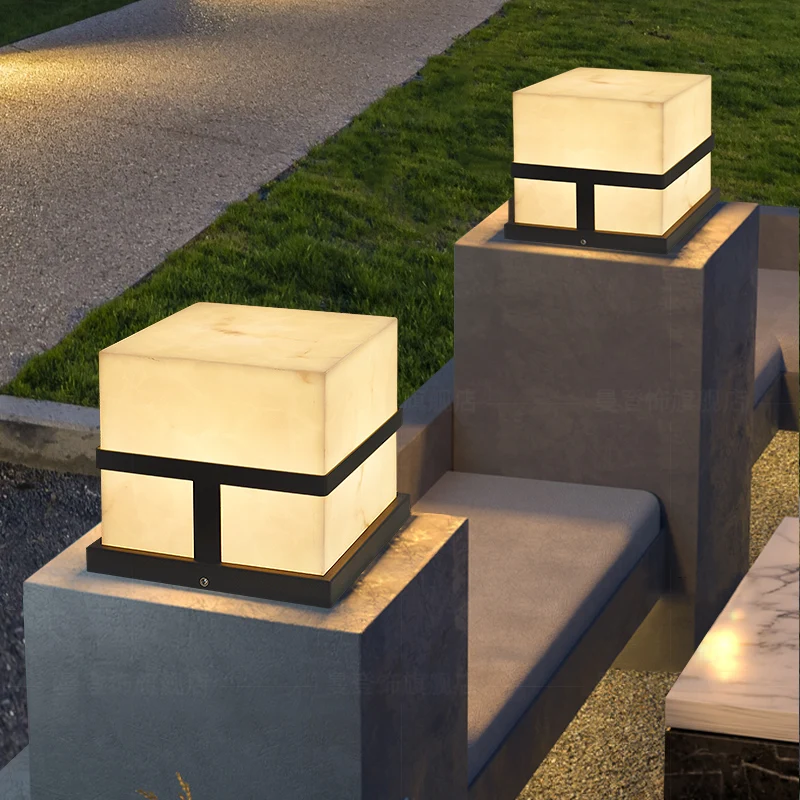 

Modern simple outdoor villa pillar gate light, courtyard wall imitation marble pillar head light, outdoor pillar light