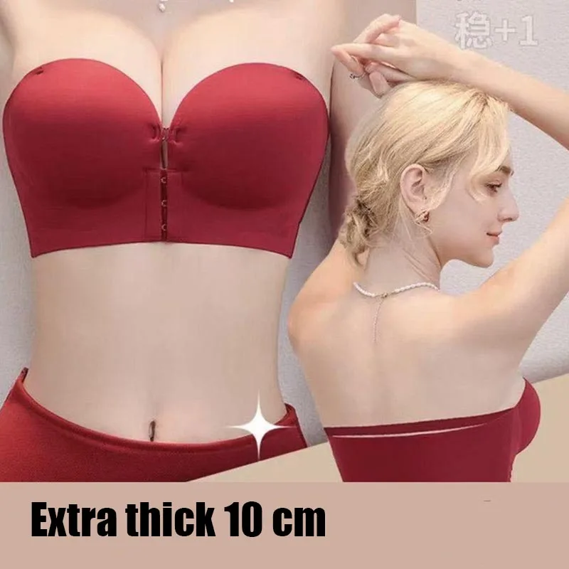 

Бюстгальтер-минимайзер без бретелек с эффектом пуш-ап, 10 см, на молнии спереди, с подкладкой, самоклеящийся, бесшовный, комфортный, для небольшой груди