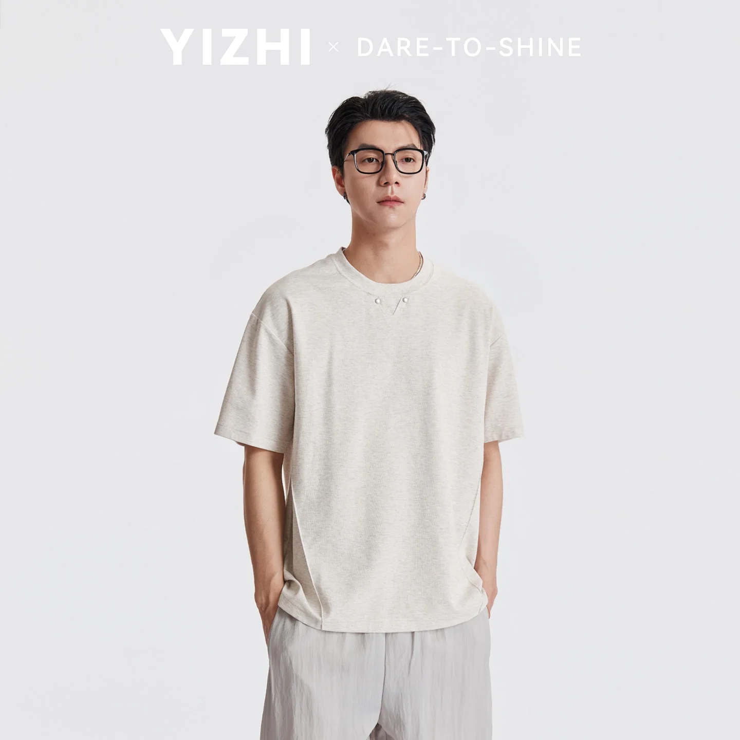 Men Fake V-Neck Rivet Drop Shoulder Short Sleeve T-Shirt Summer Loose Textured Solid Color Daily Commuter Versatile Casual Top — купить у AliExpress WW