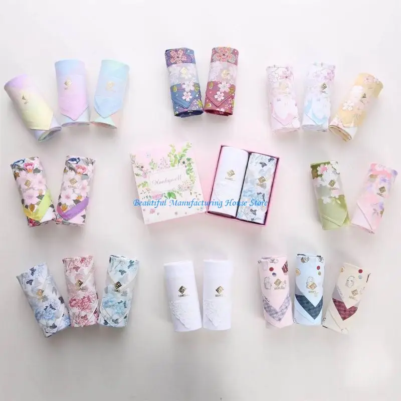 E56A Floral Pattern Sweat Absorbent Pocket Handkerchief for Sports and Outdoor Activity Soft and Absorbent Pocket Towel