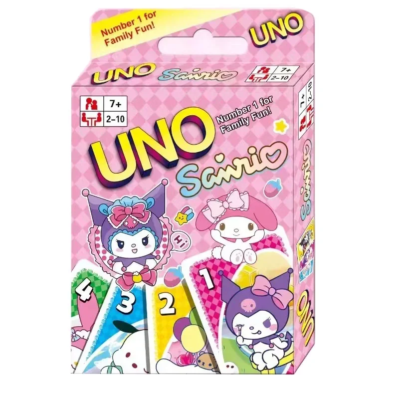 Карточная игра Mattel Games UNO sanrio для семейной ночи с тематической графикой телешоу и специальным правила для 2-10 игроков