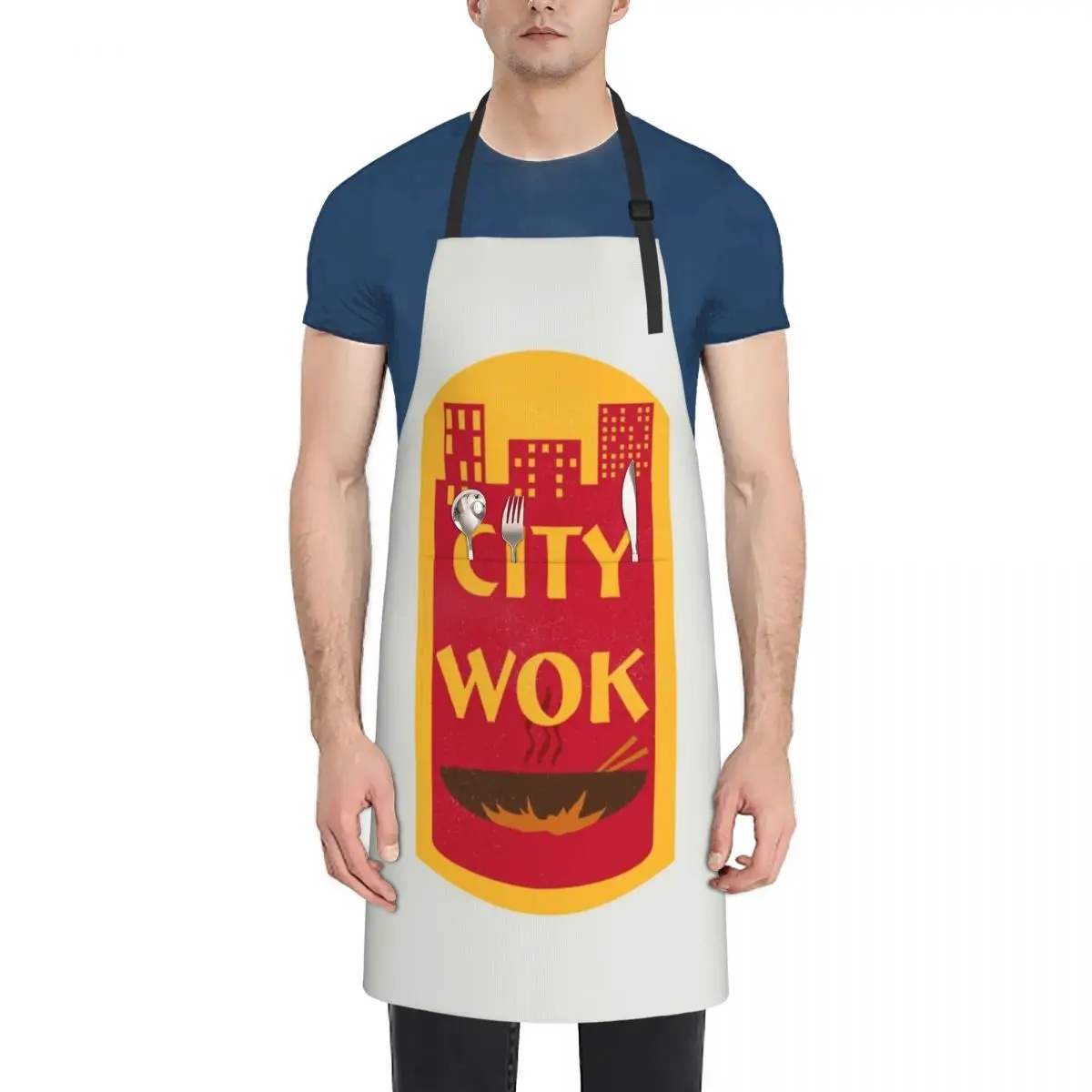 City Wok Logo Apron Restaurant Kitchen Equipment Women Kitchen'S Apron