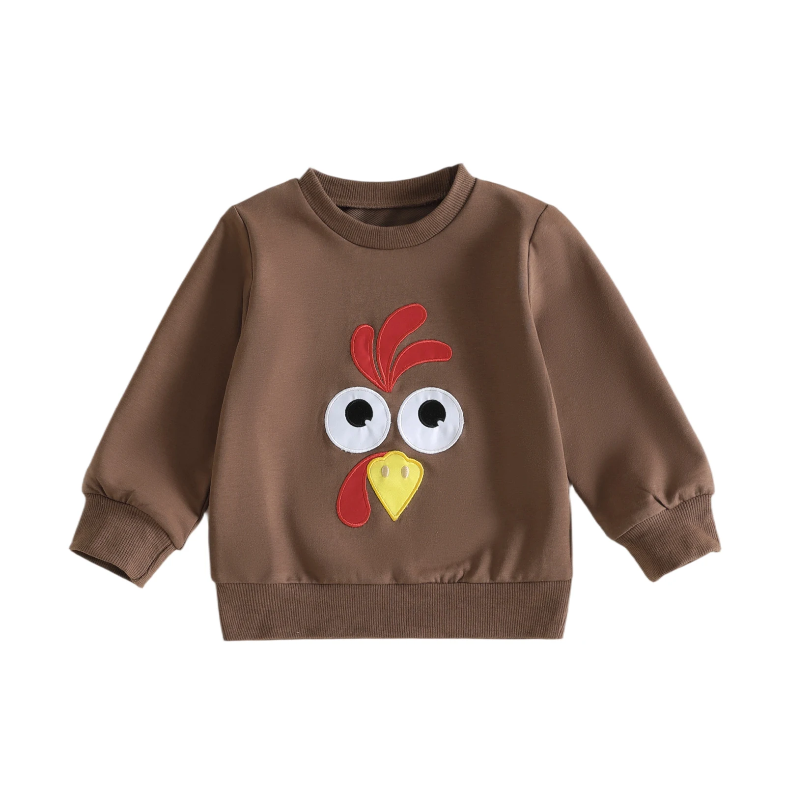 Toddler Baby Thanksgiving Sweatshirt Turkey Embroidery Long Sleeve Pullover
