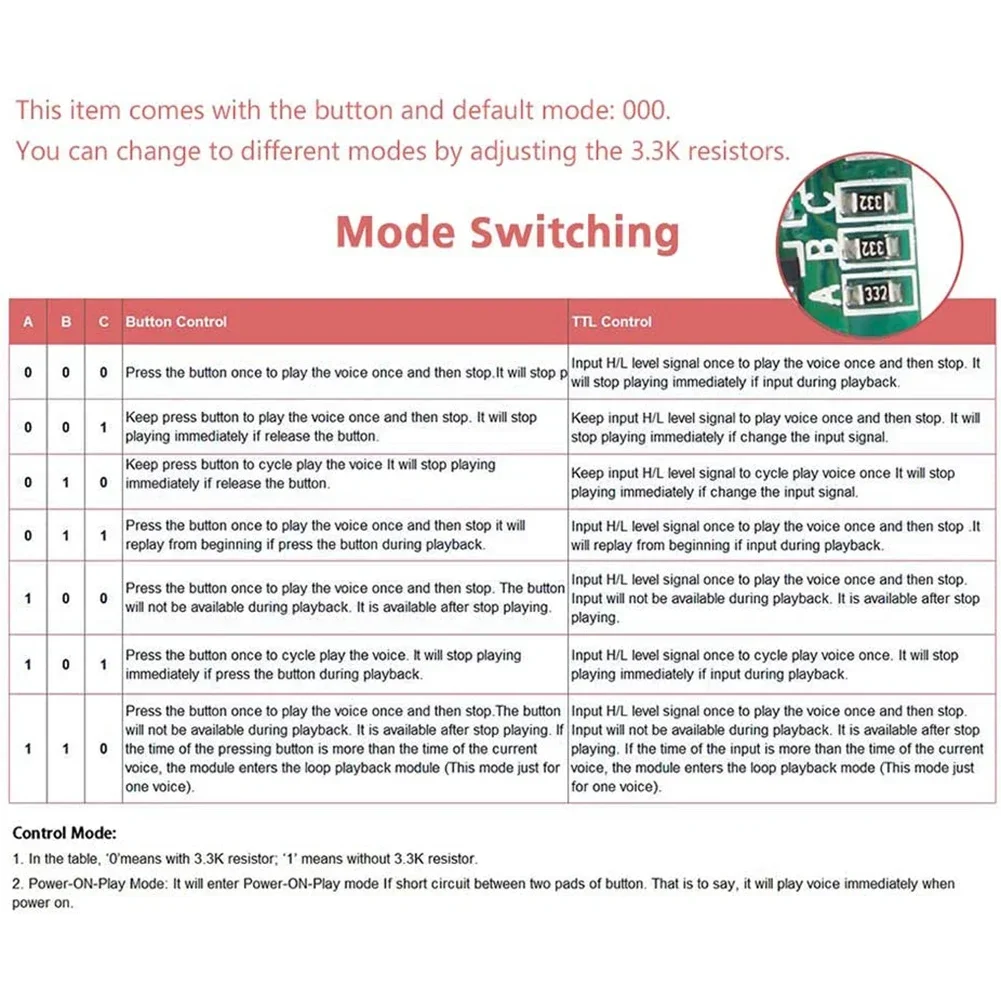 8M MP3 WAV Recordable Sound Module Programmable Music Player Board with Speaker Button Control for DIY Music Box