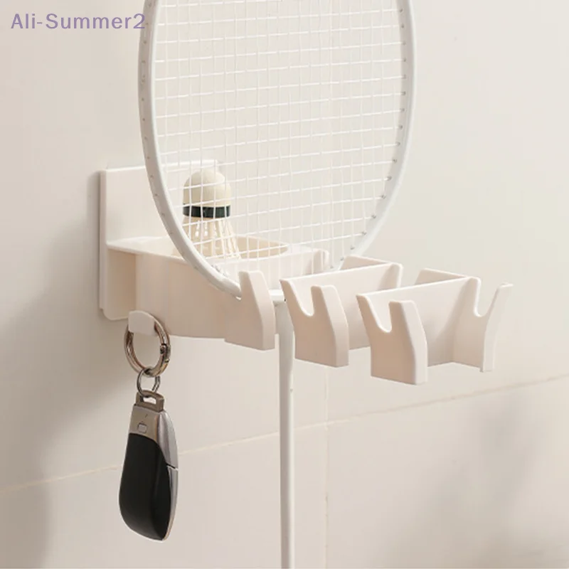 

Wall Mounted Badminton Racket Holder Punch Free With Ball Hanger 3-Slots Storage Rack For Tennis Pickleball Ping Pong Paddle