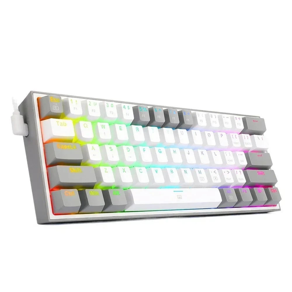 

US.EU K617 RGB USB Мини-механическая игровая клавиатура Красный переключатель 61-клавиш Проводной съемный кабель, портативный для путешествий