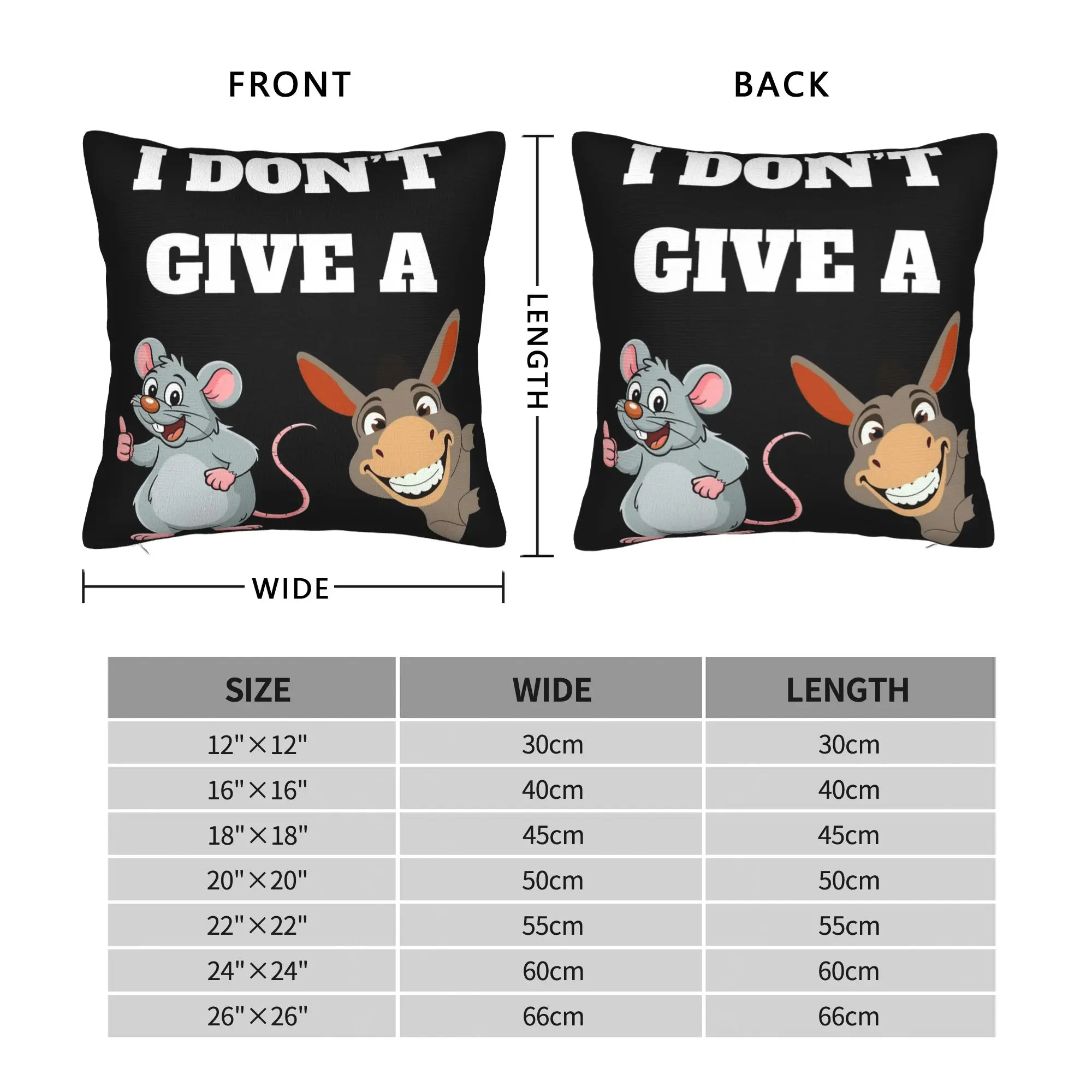 I Don't Give A Rat And Donkey Thumb Up Pillow Cover  Soft Cushion Cover Vintage Pillow Case For Sofa Home Decoration
