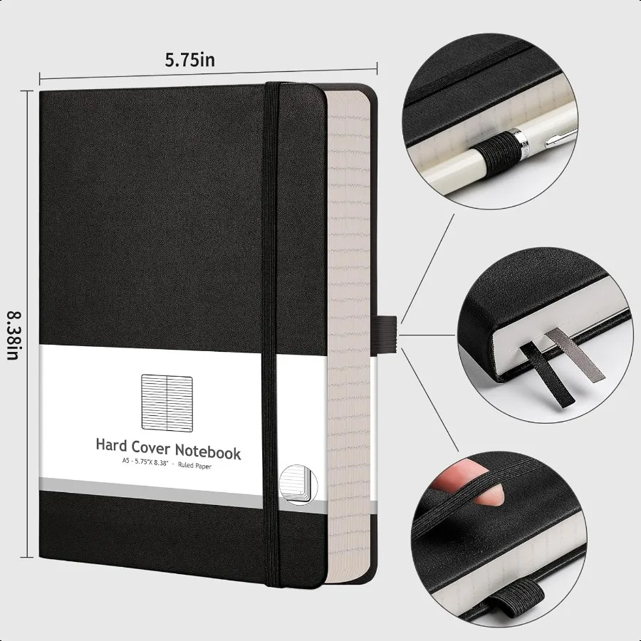 Cuaderno grueso forrado con 320 páginas numeradas, diario para mujer, Bloc de notas A5, rayas universitarias, papel de 100gsm, tapa dura de cuero para M