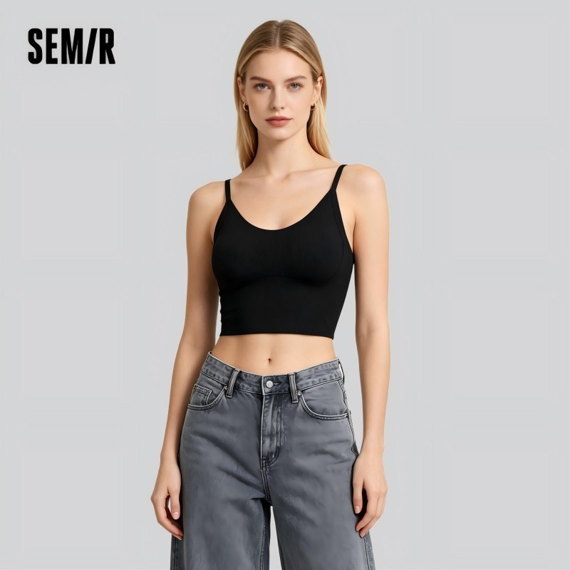  Semir Women Vest Built In Bra Pad Solid Color Thin Strap Ribbed Textured Comfortable Top 2026 Summer Wear 