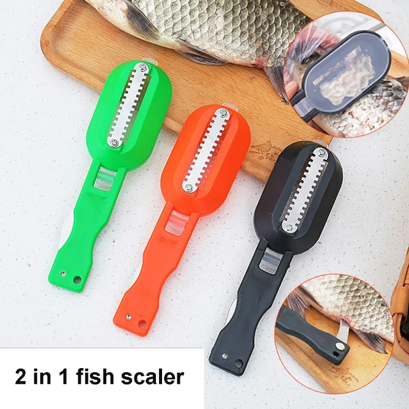 

Practical Fish Scale Remover Plastic Descaler Scraper Fruit Vegetable Peeler Fishing Knife Cleaning Tools Kitchen Accessories