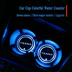 Luminous Car Water Cup Coaster Holder 7 Colorful Led Atmosphere Light USB Charging For Nissan Teana J31 J32 J33 J34 1 2 3