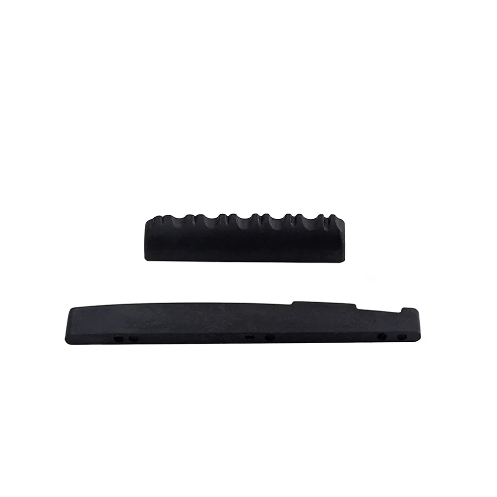 

Guitar Accessory Black Plastic Replacement Saddle Nut Set Easy Cut Bridge Fit Enhance Sound Playability Professional Use