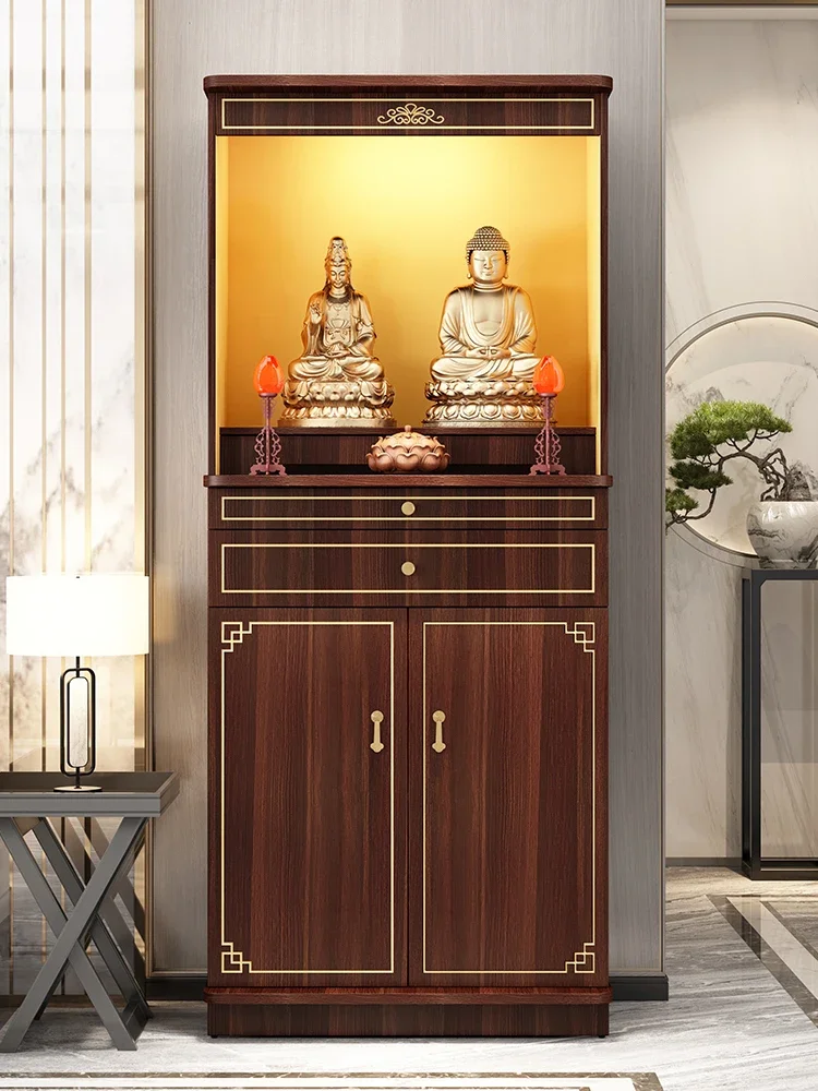 Light luxury Buddhist niche moderntable Buddhist platform God of Wealth Buddhist cabinet new Chinese vertical cabinet with door