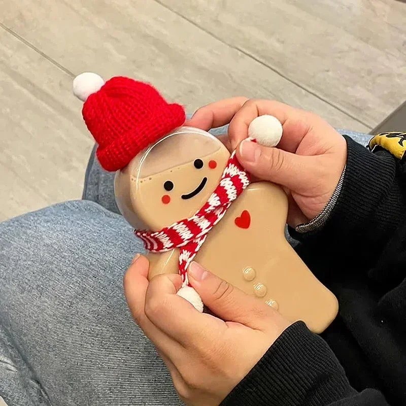 400/500ML Tazze Di Natale Gingerbread Man Tazza di Bere Portatile di Plastica Trasparente Pupazzo di Neve Bottiglia di Tè Al Latte Bere Bottiglia