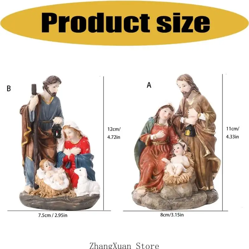 Weihnachtskrippe für den Innenbereich, Statuen der Heiligen Familie, Weihnachtskrippenfigur für die Regalauslage oder den – Detail 6