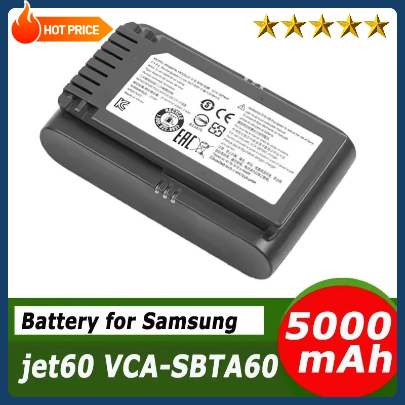 

Handheld vacuum 25.2V 5000mAh Replacement Battery forPart No.VCA-SBT60 VS15T7032P4 for jet 60