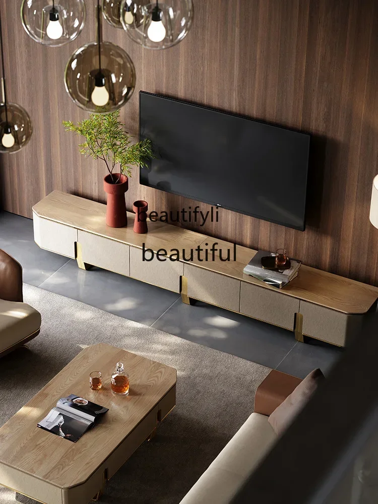Italian Minimalist TV Cabinet Large Flat Living Room Home TV Cabinet Marble Coffee Table TV Cabinet