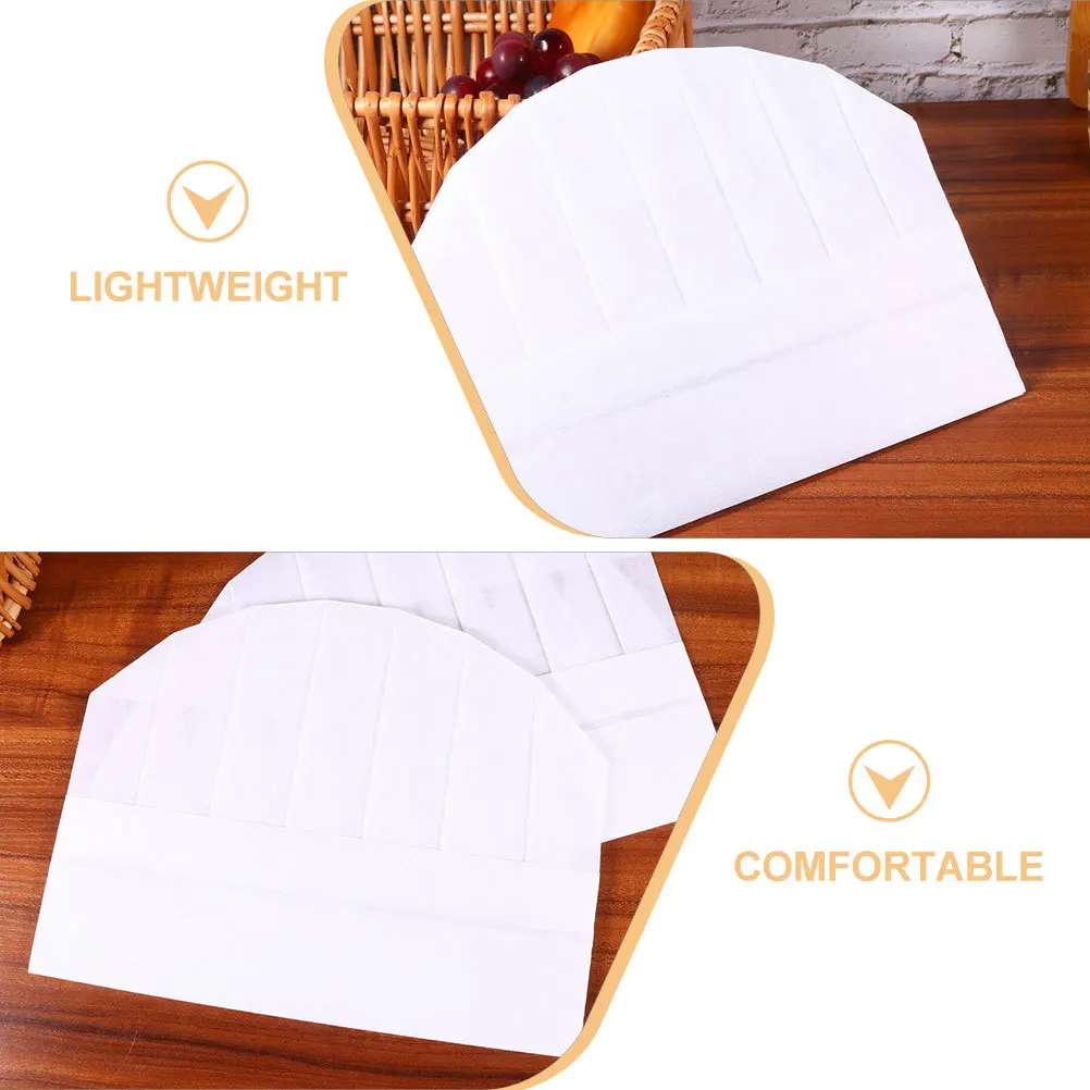 Gorros de Chef de papel de 12 Uds., gorros de cocina desechables transpirables de estilo Simple para sombrero de panadero de rol de Chef
