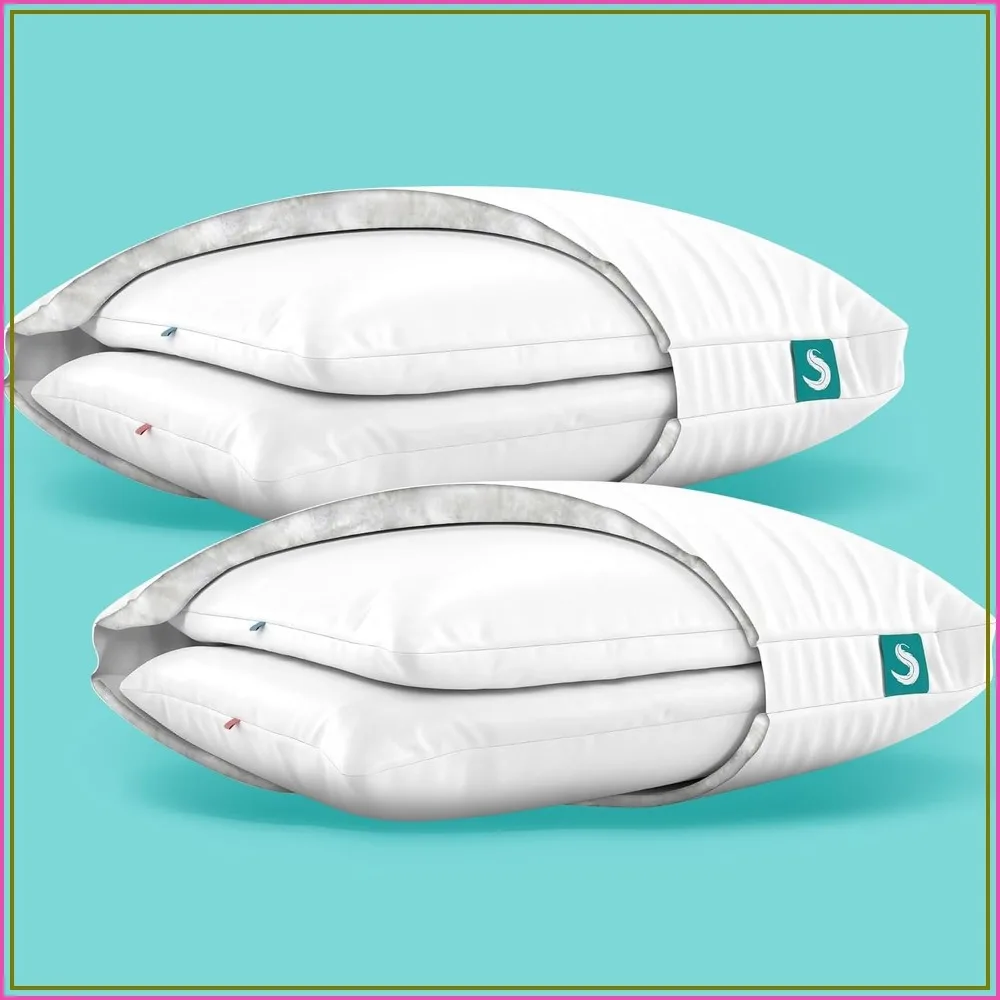 Cooling Bed Pillows 2 Pack King Size, Adjustable Shredded Memory Foam with Washable Cover