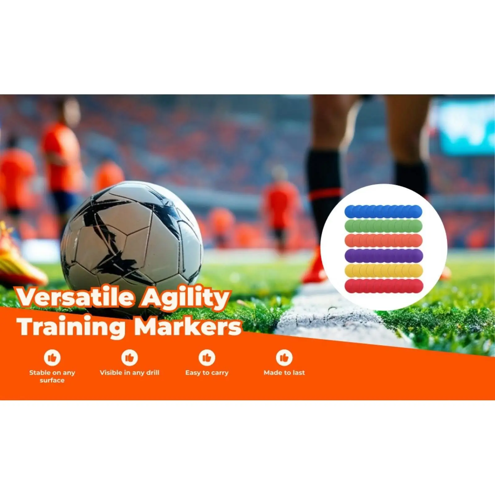 

60x Training Spot Markers Reusable Portable Lightweight Anti Slip Flexible Floor Spots for Golf Dance Boxing Karate Football