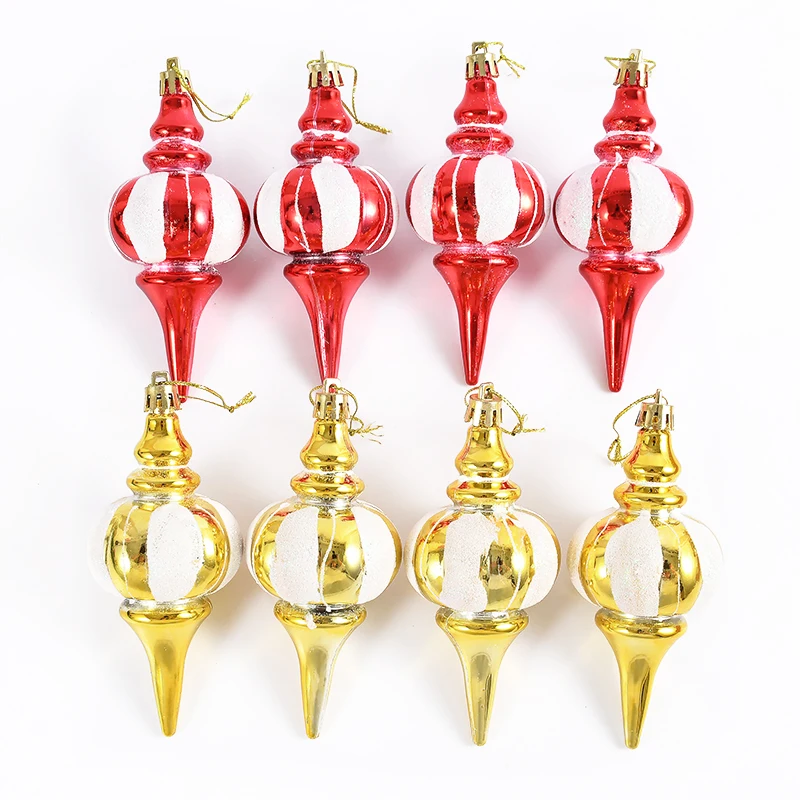 4Pcs/Box Christmas Gourd Hanging Pendant Christmas Ball Ornaments Merry Christmas Tree Decoration For Home New Year 2025 Navidad