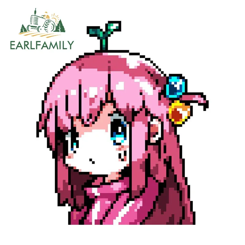

EARLFAMILY 13cm X 11cm Cute Girl Pixel Car Accessories Stickers Creative Anime Laptop Decal RV JDM Caravan Amazing Decor