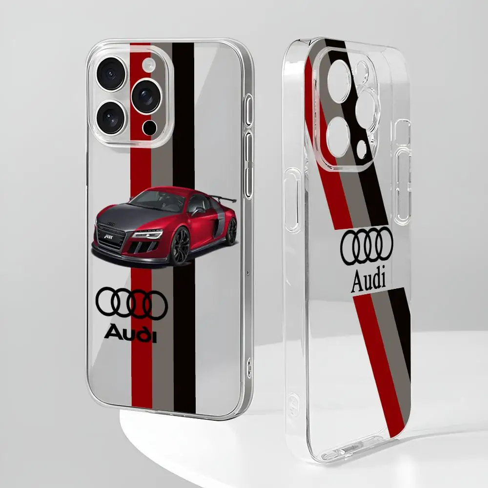 Car Brand A-Audis Phone Case new For iPhone 16 15 14 12 13 11 Pro Max Mini X XR XS Plus Black Silicone transparent cover