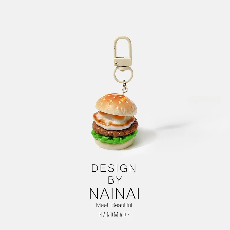 Creative Fun 3D Burger Keychain Daily Pendants Cute Backpack Pendants Versatile Personalized Accessory Fashionable Bag Decor