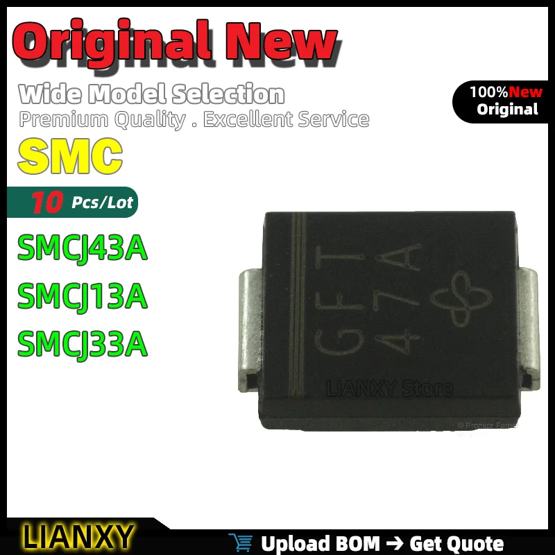 10pcs SMC SMCJ43A SMCJ13A SMCJ33A Transient Voltage Suppressor Diode New Original