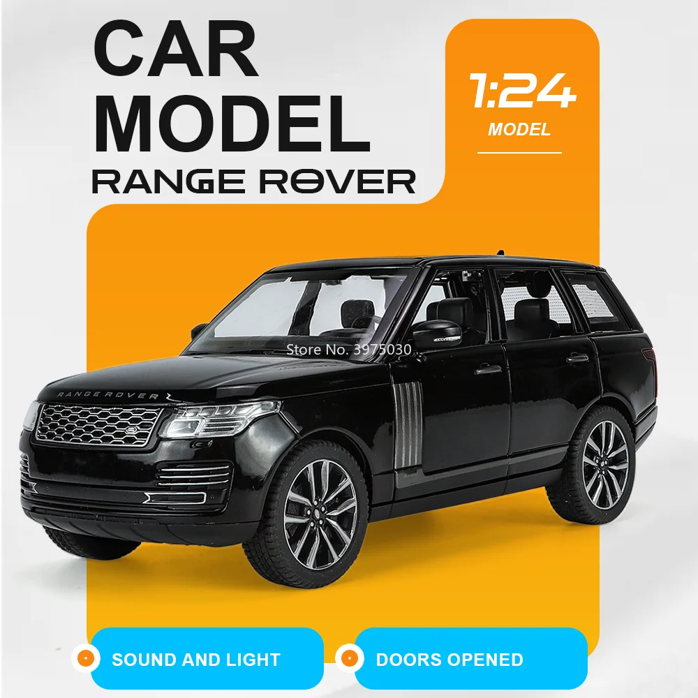 1:24 Range Rover 5 Series 530Li Autos, Druckgussmodelle, Spielzeug, Türen aus Legierung, Licht, Musik, Miniaturfahrzeuge, perfekte Geschenke für Kinder
