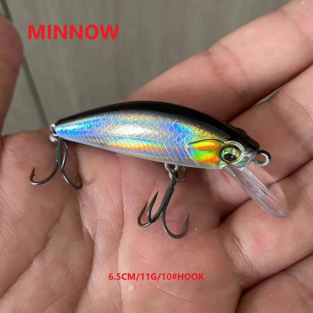 New Sinking Minnow Fishing 6.5cm/11g Lure Sinking Minnow Fishing Lures Hard Bait Black Minnow Wobbler Fishing Tackle