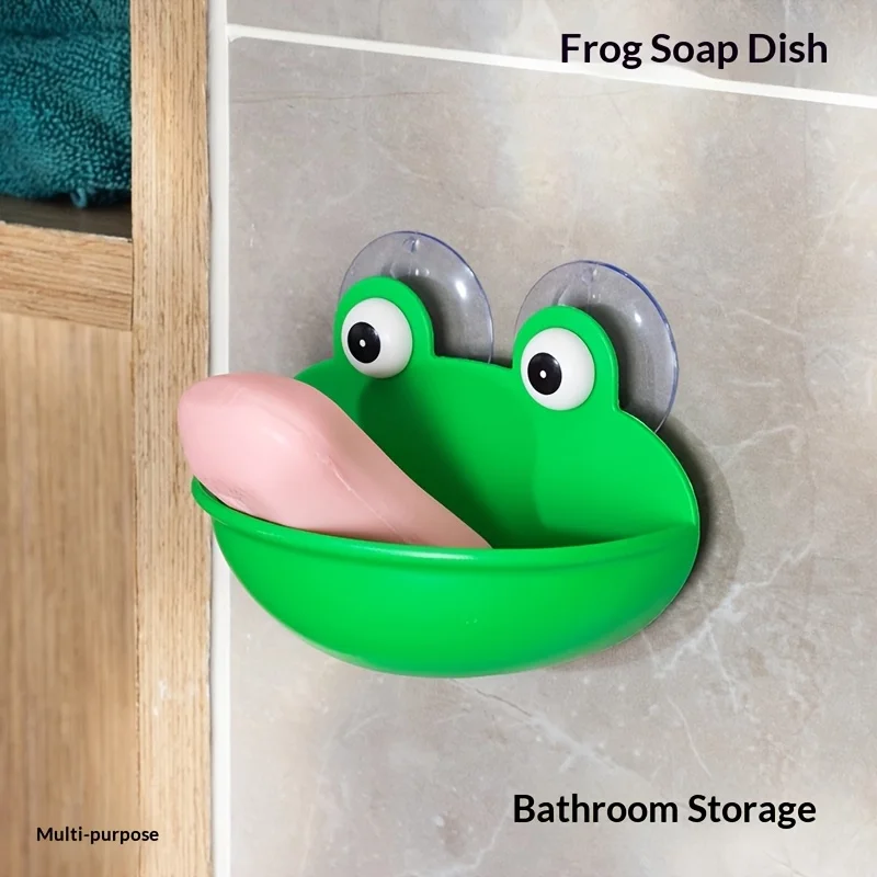 1pc Suction Cup Frog Soap Dish - Soap Box - Creative Design - Little Frog Soap Holder - Soap - High Aesthetic - Soap Rack