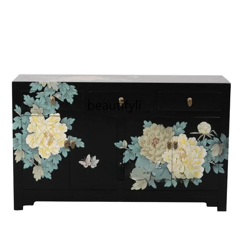 

ss8350 New Chinese-style solid wood dining side cabinet, storage antique furniture porch, storage cabinet, living room side ca