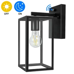 Dusk to Dawn Sensor Wall Lantern Outdoor Indoor Wall Sconce Exterior Porch Lamp Anti-Rust LED Wall Lighting for Doorway