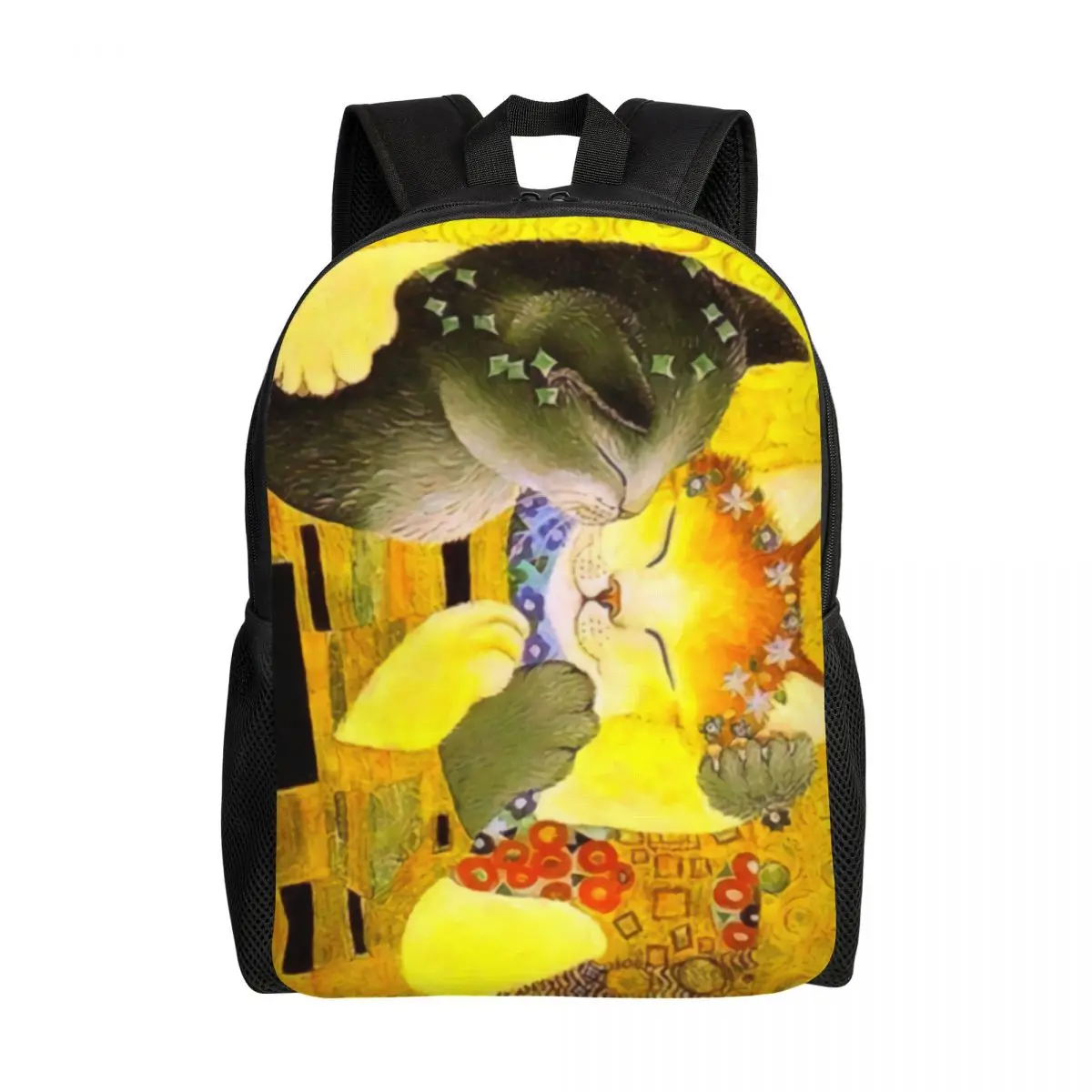 Custom 3D Printing Pet Cat The Kiss Backpacks Gustav Klimt Art College School Travel Bags Men Women Bookbag Fits 15 Inch Laptop