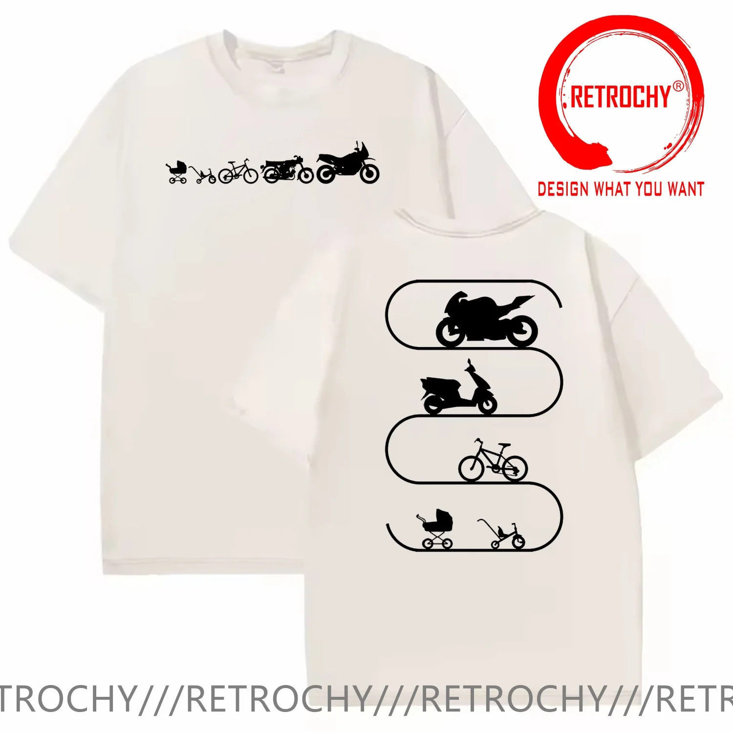 Evolution Bicycle Scooter Motorcycle Biker T Shirt Men Fashion Trendy Casual Clothing Stylish Tops Tee Shirt Leisure Tshirt