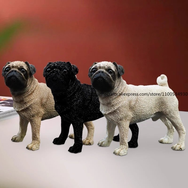

Realistic Pug Dog Model Cute Happa Dog Car Decor Handcrafted Resin Figurine Collectible Dashboard Ornament for Pet Lovers