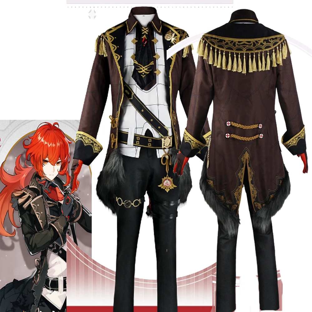 

Anime Genshin Impact Diluke Cosplay Costume Uniform Halloween Carnival Stage Men Game Disguise Masquerade Outfit Coat Jacket