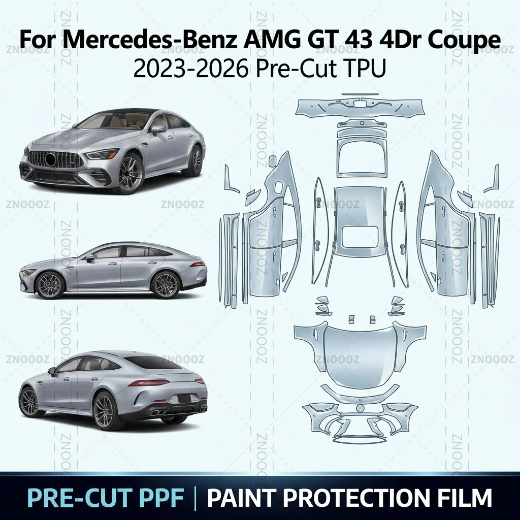 For Mercedes-Benz AMG GT 43 4Dr Coupe (C192) 2023-2026 Pre-Cut TPU PPF Self Healing Anti Full Vehicle Glossy Clear Matte Black