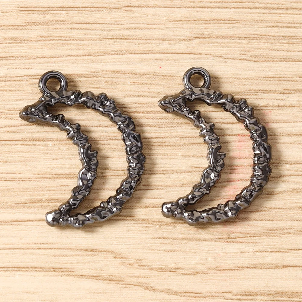 Tusember 5 Stück Hip-Hop Gun Black Sonne Mond Stern Herz Anhänger für Halsketten, Ohrringe, Armbänder, Schmuckherstellung, Bastelzubehör – Detail 22