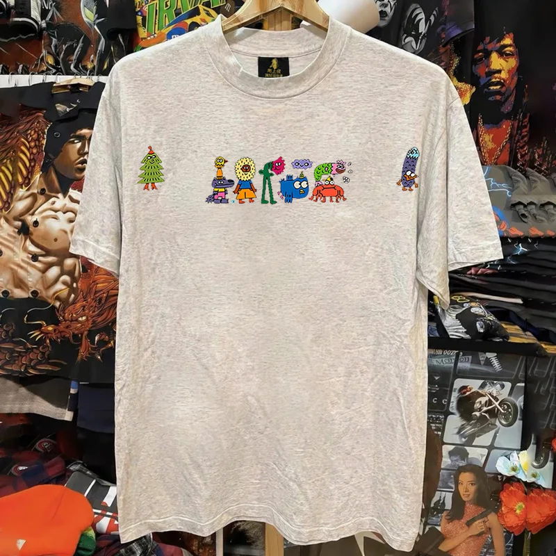 Loose Fit Cotton T-Shirt Unisex Short Sleeve Double Thread UPUPXIA Hero Print Sweat Absorbent round Neck Casual Summer Top