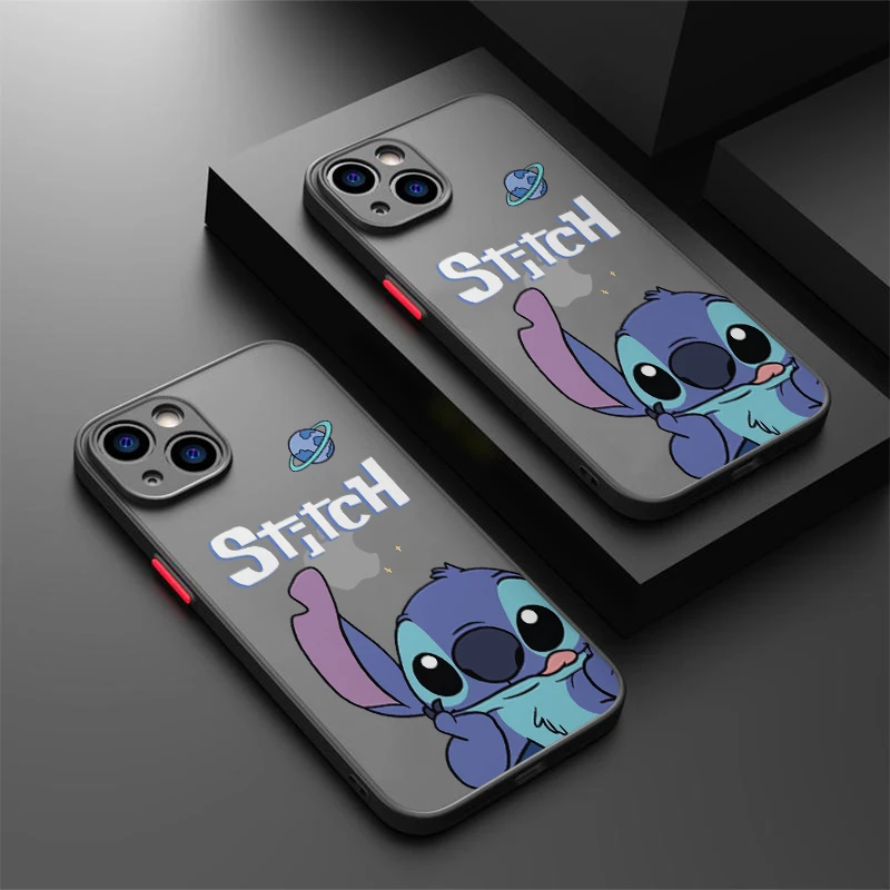 Disney Happy Cute Stitch Protective Cover For iPhone16ProMax 15 14 13 12 11ProMax XS XR 78Plus High Quality Anti Drop Hard Cover