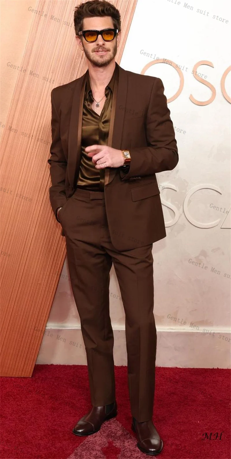 

Brown Men Suit Set 2 Pcs Blazer+Pants Trousers Autumn Wedding Tuxedo Formal Office Business Jacket Cotton Coat Customized