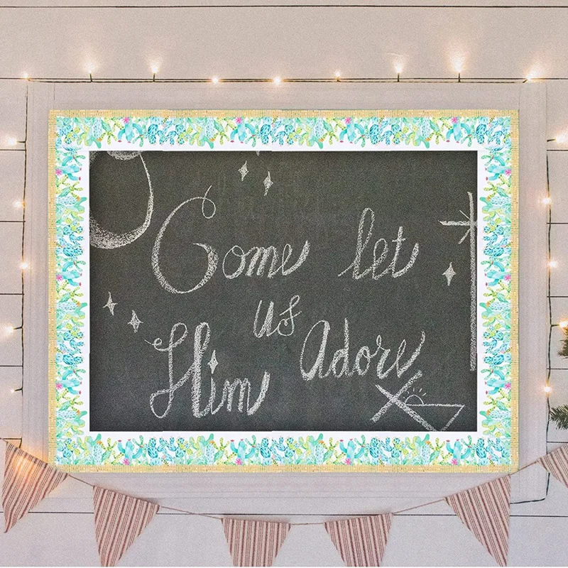 水彩サボテン掲示板紙、65.6フィートボーダートリム掲示板装飾家庭オフィス教室学校