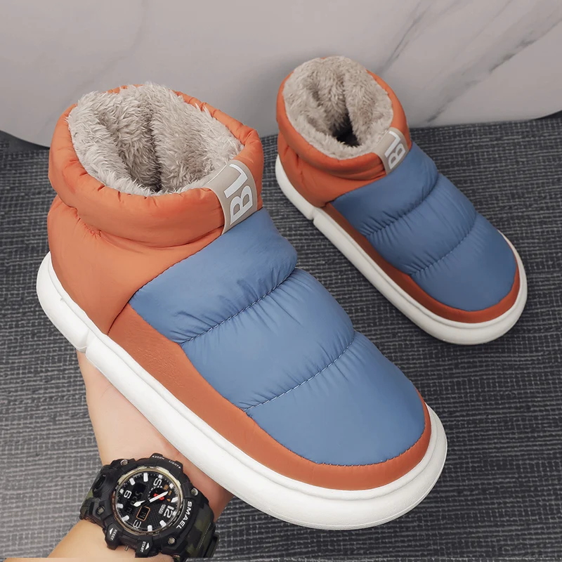 Waterproof Men Ankle Snow Boots Winter Plush Snow Shoes Family Boots 30-45 Men Women Outdoor Fur Boots High Top Sneakers