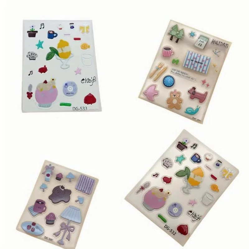 1Sheet INS DIY Laptop Tablet Phone Cases Decor 3D Epoxy Resin Decals Transparent Cartoon Black Cat Jelly Relief Sticker