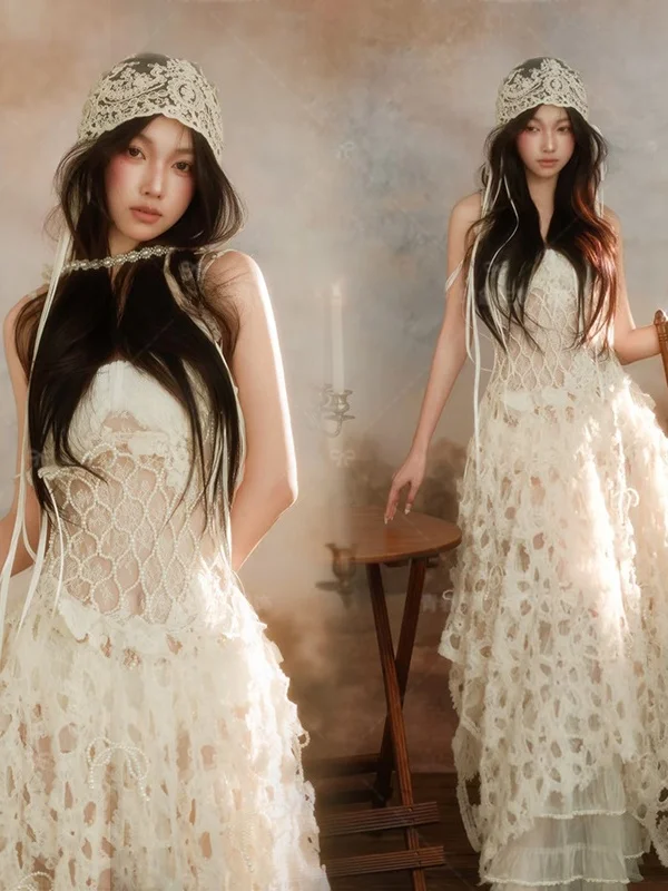 

New Summer 2026 Fairylike Morning Robe Pearl Bridal Gown for Engagement Parties Wedding Photography Shoots And Teen Girls