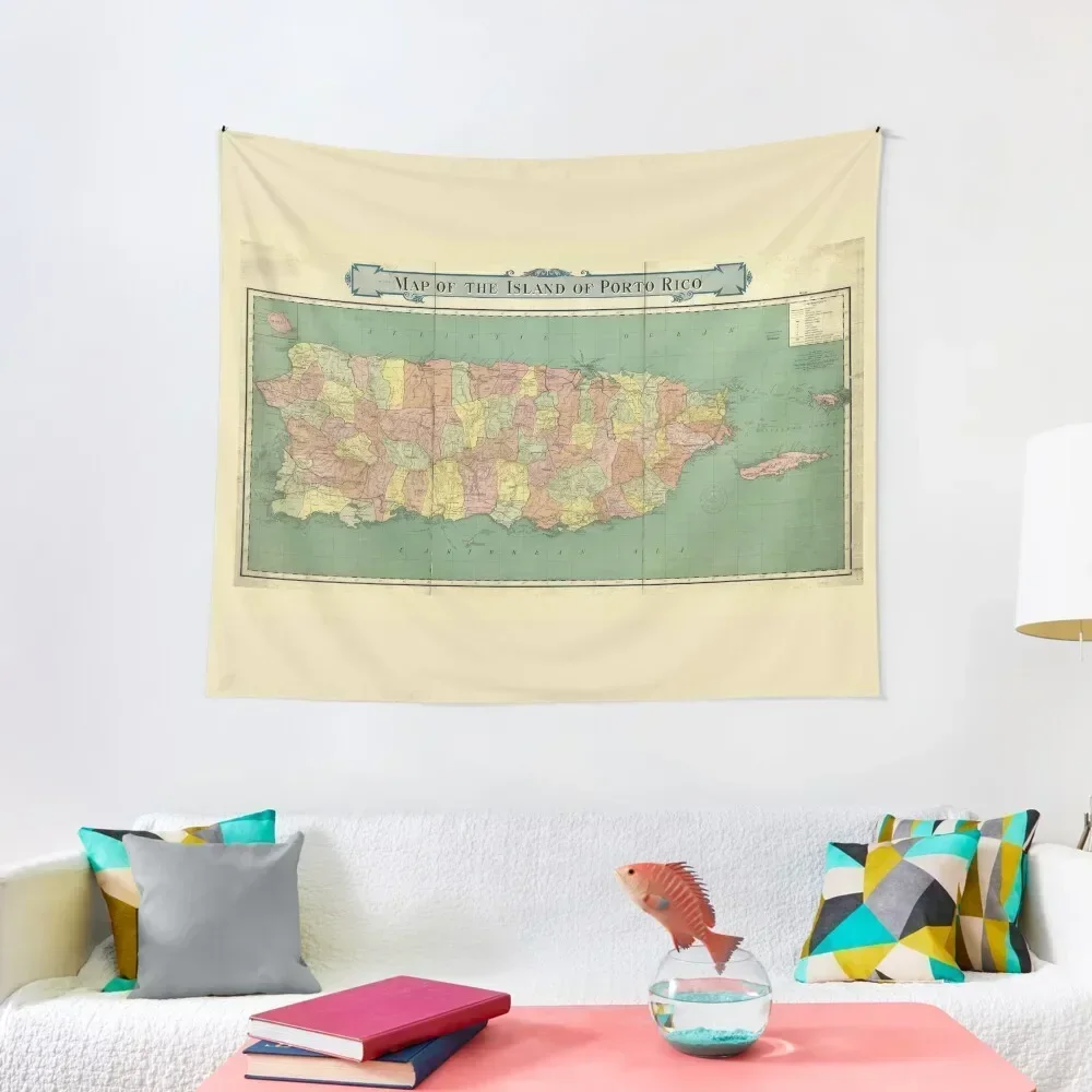 Map of Puerto Rico (Porto Rico) circa 1915 Tapestry Home Decoration Bedroom Decor Tapestry