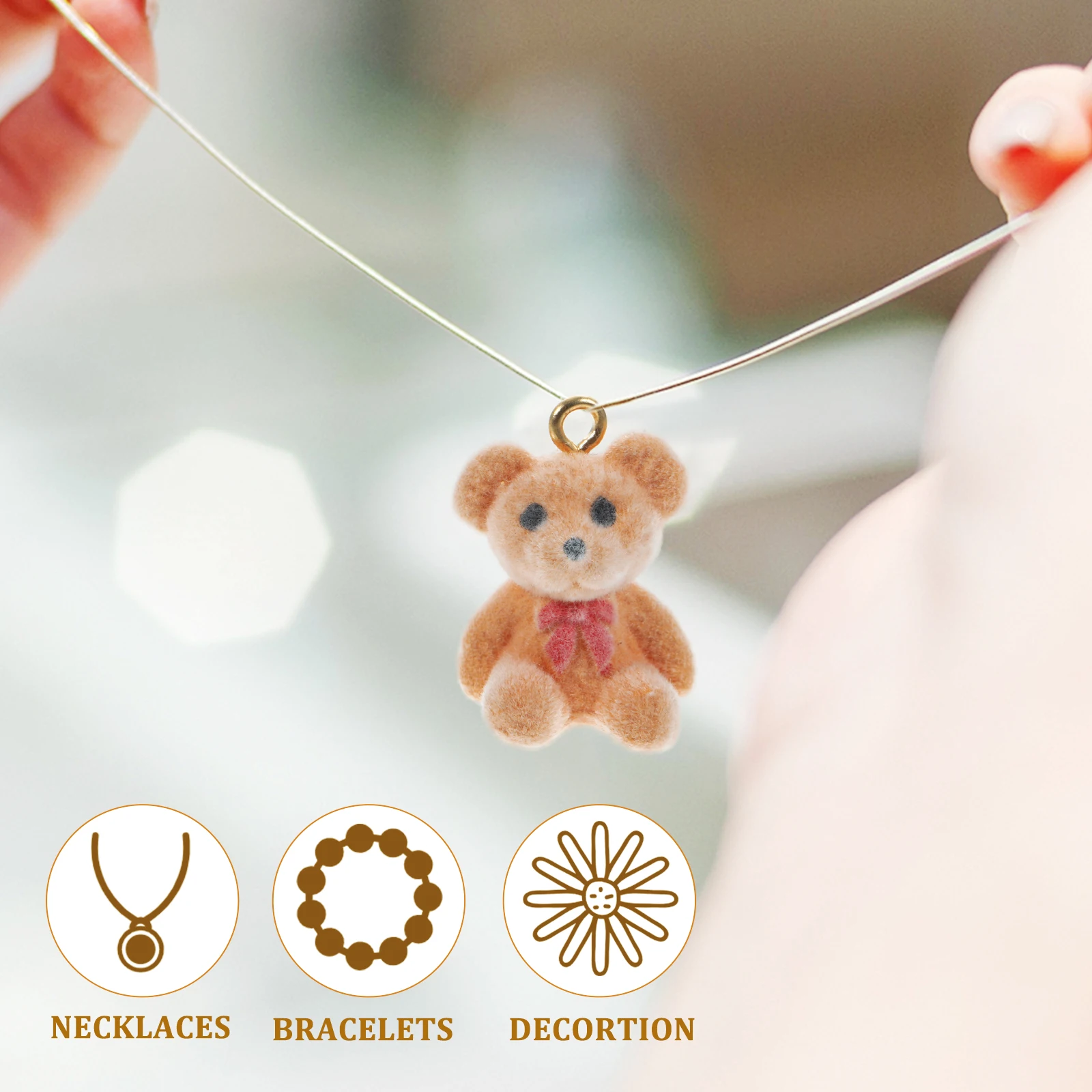 

10 Pcs Pendants Bear Necklace Cute Charm Fudge Charms for Jewellery Making Jewelry